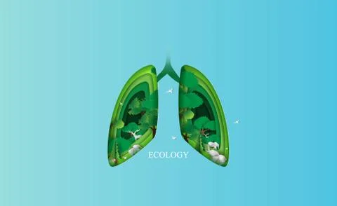 Lung ecology concept idea. Environment health medical human background. Illustrazione stock