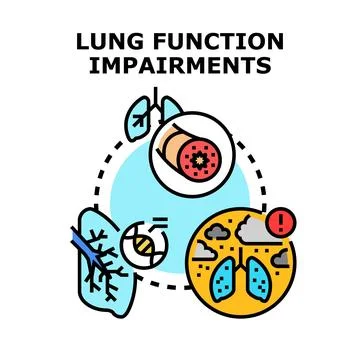 Lung function impairments concept for breathing problems 스톡 일러스트