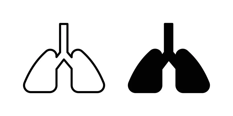 Lung icon vector template set in black Stock Illustration