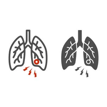 Lung infection line and solid icon, Health problems concept, pneumonia sign on Stock Illustration