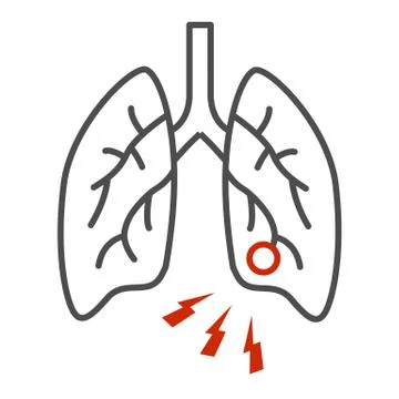 Lung infection thin line icon, Health problems concept, pneumonia sign on white Stock Illustration
