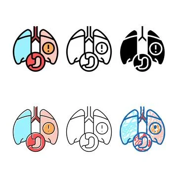 Lung or breathing problems color icon designs vector Stock Illustration