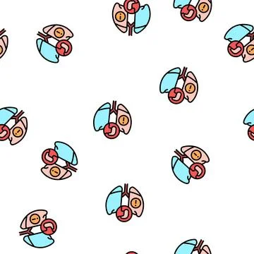 Lung or breathing problems vector seamless pattern Stock Illustration