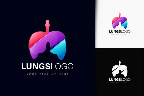 Lung organ logo design with gradient Stock Illustration