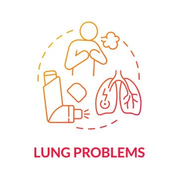 Lung problems gradient red concept icon 库存插图