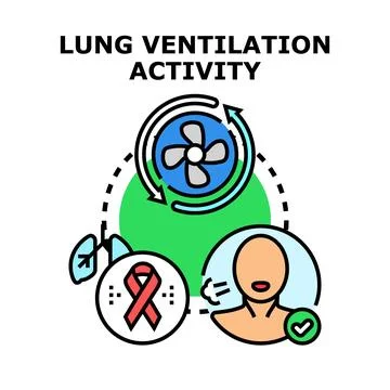 Lung ventilation activity process icon concept Stock Illustration