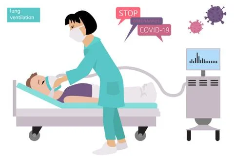 Lung ventilation. Quarantine, stop coronavirus epidemic design concept Stock Illustration