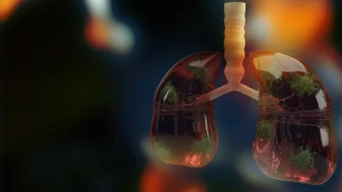 Lung virus 3d rendering for coronavirus content. Stock Photos