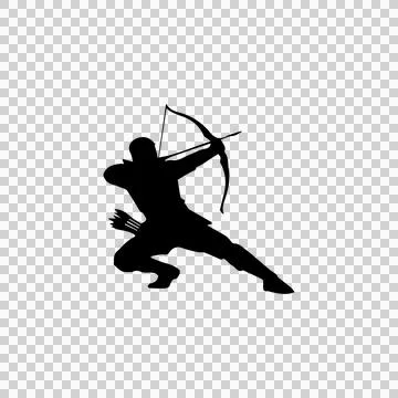 Lunging Archer Dynamic Shot Silhouette Illustration Design Stock Illustration