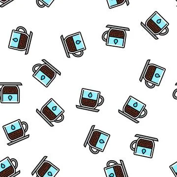 Lungo coffee vector seamless pattern Stock Illustration