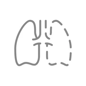 Lungs amputation line icon. One lung, diseases internal organ symbol Stock Illustration