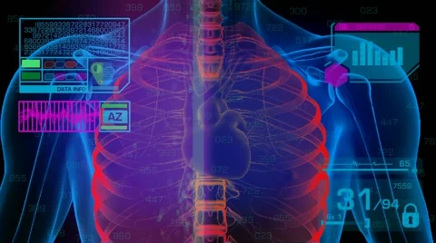 Lungs Analysis - Graphics - Blue 01 Stock Footage 56842606
