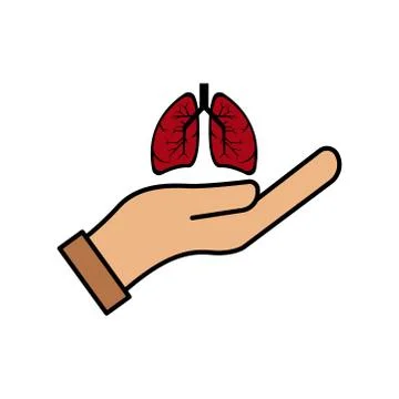 Lungs and hand flat icon. International pneumonia day. Design template vector Illustrazione stock