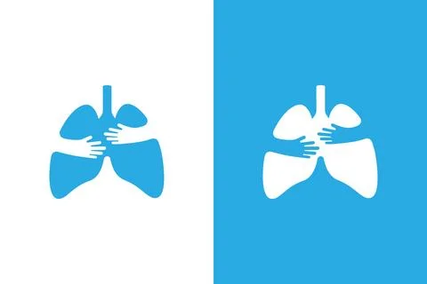 Lungs and hands logo combination. Lung health care logotype design template. Stock Illustration
