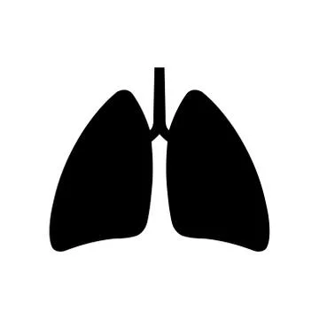Lungs black flat icon vector on white background Stock Illustration