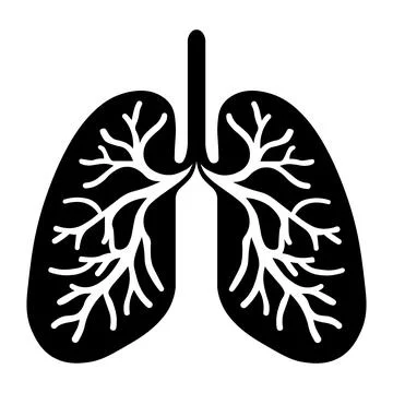 Lungs black vector icon on white background Stock Illustration