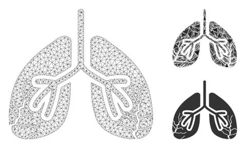 Lungs Cancer Vector Mesh Network Model and Triangle Mosaic Icon Stock Illustration