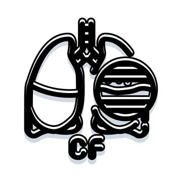 Lungs with cf text and obstructed respiratory system Stock Illustration