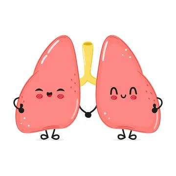 Lungs character. Everything is gonna be cool card. Vector hand drawn cartoo.. Illustrazione stock