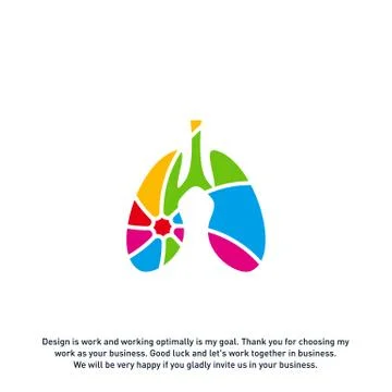 Lungs with Colorful logo vector concept, Health lungs logo designs template,  Stock Illustration