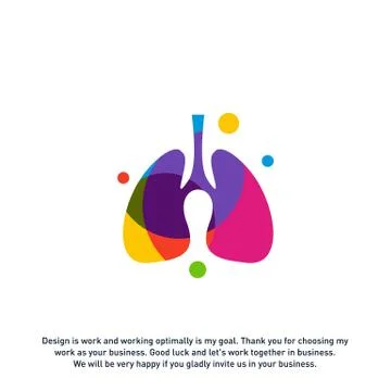 Lungs with Colorful logo vector concept, Health lungs logo designs template,  Stock Illustration