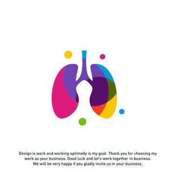 Lungs with Colorful logo vector concept, Health lungs logo designs template,  Stock Illustration