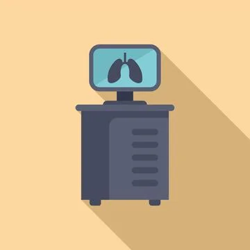 Lungs computer diagnostic icon flat vector. Anatomy health Illustrazione stock
