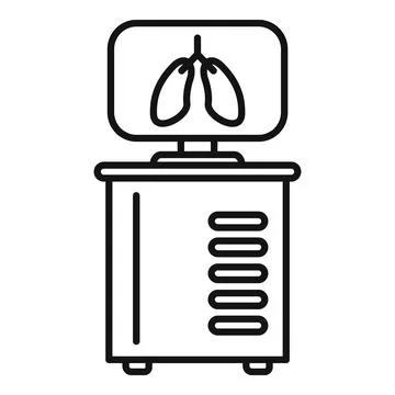 Lungs computer diagnostic icon outline vector. Anatomy health Illustrazione stock