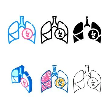 Lungs cutting ache color variations icon vector Stock Illustration