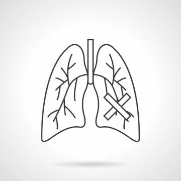 Lungs diseases flat line vector icon Stock Illustration