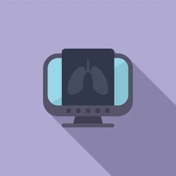 Lungs fluorography icon flat vector. Computer control health Illustrazione stock