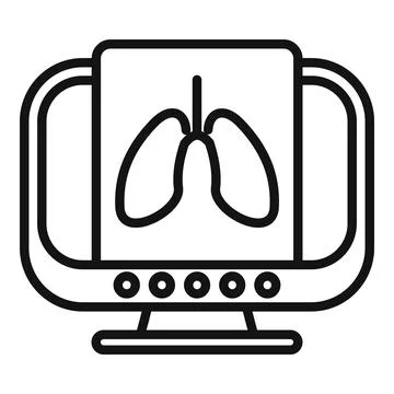 Lungs fluorography icon outline vector. Computer control health イラスト素材