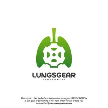 Lungs Gear logo designs vector, Lungs With Gear designs template logo Stock Illustration
