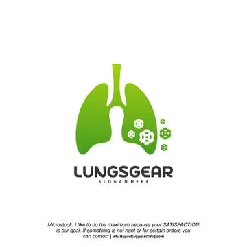 Lungs Gear logo designs vector, Lungs With Gear designs template logo Stock Illustration