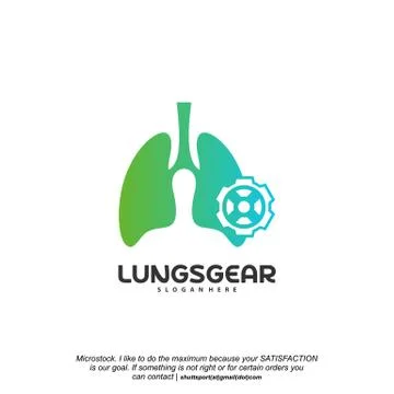 Lungs Gear logo designs vector, Lungs With Gear designs template logo Stock Illustration