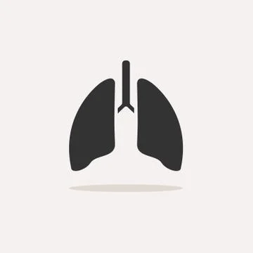 Lungs icon with shadow on beige background Stock Illustration
