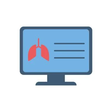 Lungs inside computer flat style icon vector design イラスト素材