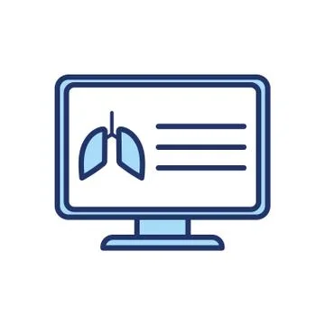 Lungs inside computer line and fill style icon vector design Stockillustratie