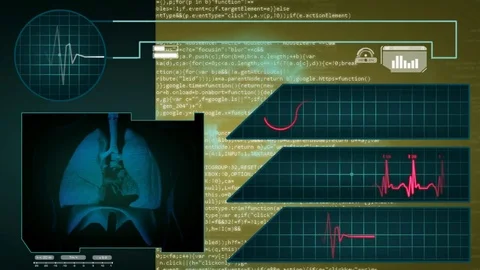 Lungs - Interface - medical screen - graphics - yellow Stock Footage 69750277