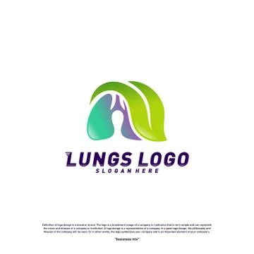 Lungs Leaf logo design concept.Green Lungs logo template vector. Stock Illustration