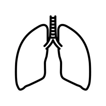 Lungs linear logo mark in black and white Stock Illustration