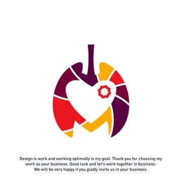 Lungs Love Hearth logo vector concept, Health lungs logo designs template, te Stock Illustration