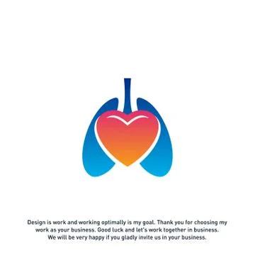 Lungs Love Hearth logo vector concept, Health lungs logo designs template, te Stock Illustration