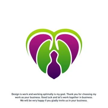 Lungs Love Hearth logo vector concept, Health lungs logo designs template, te Stock Illustration