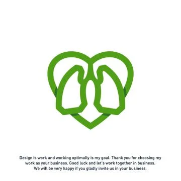 Lungs Love Hearth logo vector concept, Health lungs logo designs template, te Stock Illustration