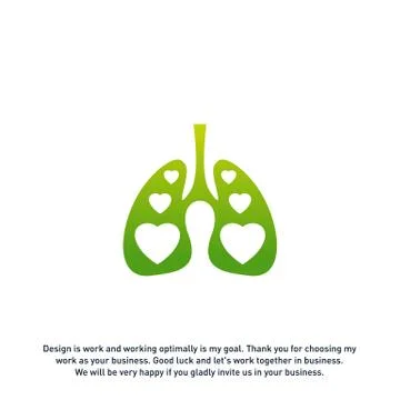 Lungs Love Hearth logo vector concept, Health lungs logo designs template, te Stock Illustration