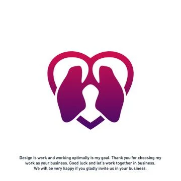 Lungs Love Hearth logo vector concept, Health lungs logo designs template, te Stock Illustration