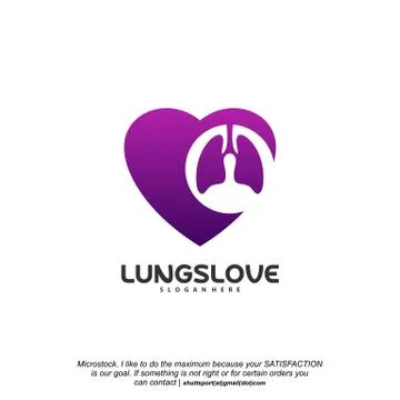 Lungs Love logo designs vector, Lungs Care designs template logo Stock Illustration