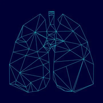 Lungs low poly triangulation triangulated polygonal electric cyan blue vibran イラスト素材