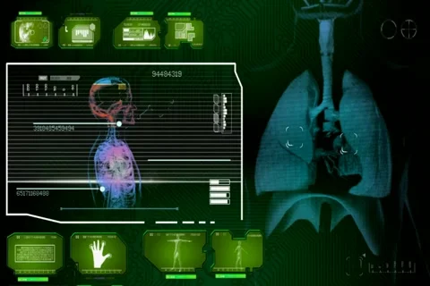 Lungs  - Multi Interface Scan - green 01 Stock Footage 68613757